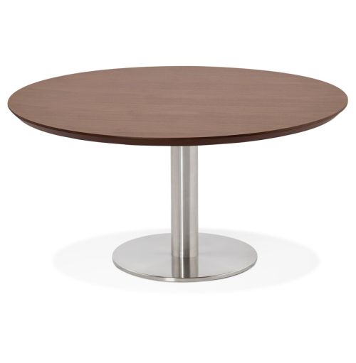Table basse lounge AGUA en bois finition Noyer - Ø 90 cm