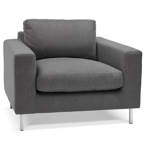 Fauteuil de salon 1 place moderne 'AUGUSTIN MINI' en tissu gris foncé