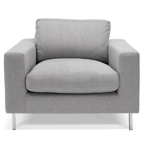 Fauteuil de salon 1 place moderne 'AUGUSTIN MINI' en tissu gris clair