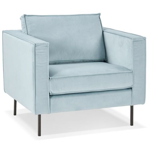 Fauteuil de salon 1 place 'BANDY MICRO' en velours bleu clair