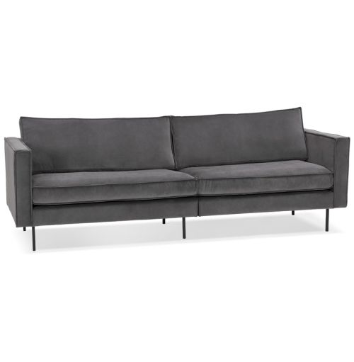 Grand canapé droit 'BANDY XXL' en velours gris foncé - canapé 4 places