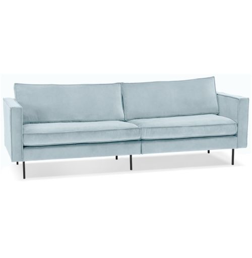 Grand canapé droit 'BANDY XXL' en velours bleu clair - canapé 4 places