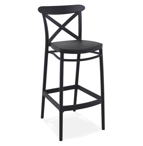 Tabouret de bar 'BERLIOZ' style rétro en matière plastique noire