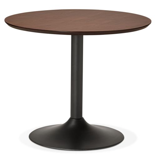 Petite table de bureau / à diner ronde 'CHEF' en bois finition Noyer - Ø 90 cm