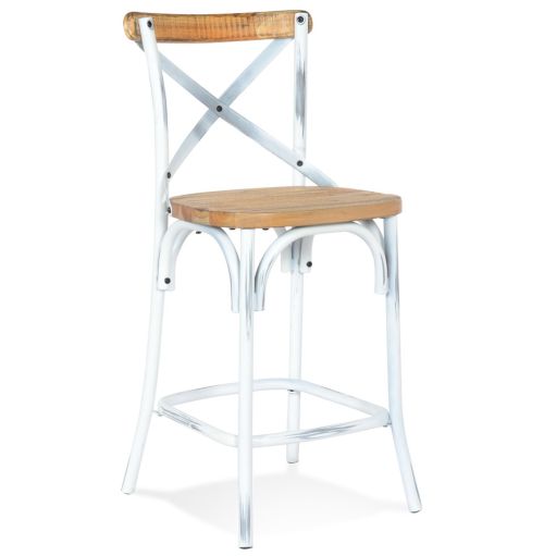 Tabouret snack mi-hauteur 'COTTAGE MINI' en bois finition Noyer effet vieilli