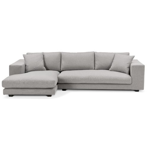 Canapé d'angle design 'DALTON L SHAPE' en tissu gris clair (angle à gauche)