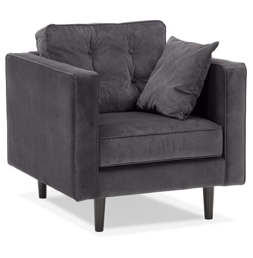 Fauteuil de salon 1 place 'DELYA MICRO' en velours gris foncé
