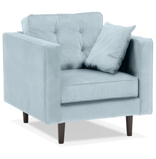 Fauteuil de salon 1 place 'DELYA MICRO' en velours bleu clair