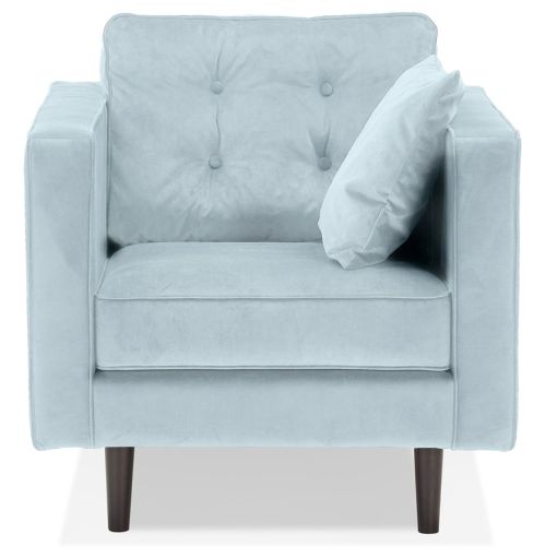 Fauteuil de salon 1 place 'DELYA MICRO' en velours bleu clair