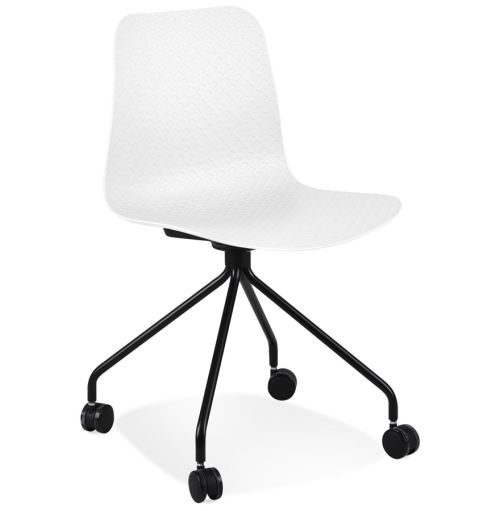 Chaise design de bureau 'EVORA' blanche sur roulettes