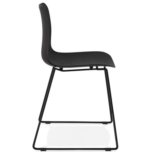 Chaise moderne 'EXPO' noire avec pieds en métal noir
