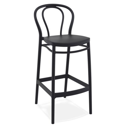 Tabouret de bar 'FERDINAND' intérieur / extérieur en matière plastique noire