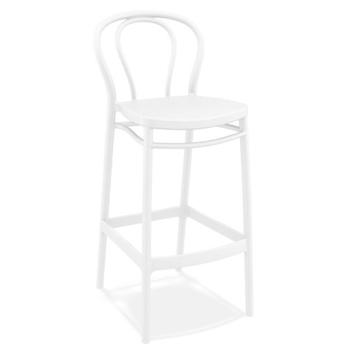 Tabouret de bar 'FERDINAND' intérieur / extérieur en matière plastique blanche