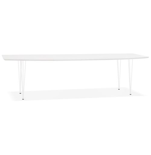 Table à dîner design extensible 'HUSKI' blanche avec pieds en métal blanc - 170(270)x100 cm