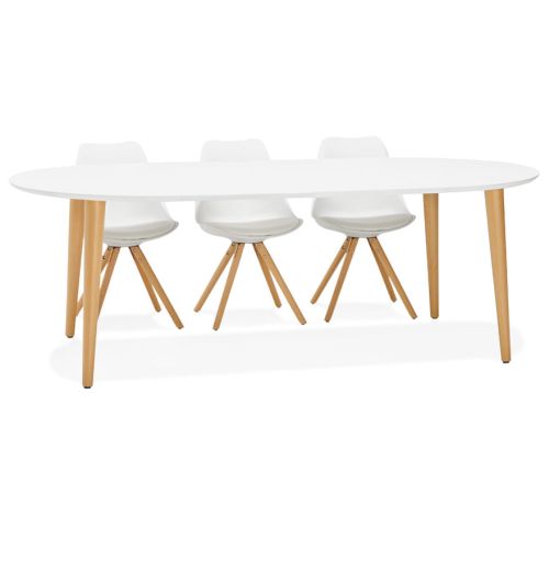 Table à dîner ronde extensible 'IGLOU' style scandinave - 120(220)x120 cm
