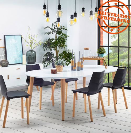Table à dîner ronde extensible 'IGLOU' style scandinave - 120(220)x120 cm