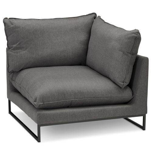 Fauteuil de coin 'LASKA CORNER' en tissu gris foncé