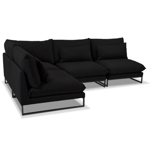 Canapé d'angle design 'LASKA ANGLE' en tissu noir