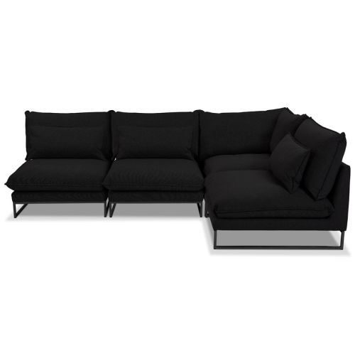 Canapé d'angle design 'LASKA ANGLE' en tissu noir