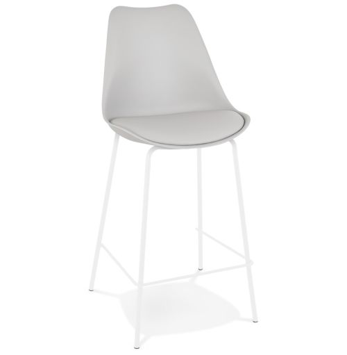 Tabouret snack mi-hauteur 'LEMON MINI' gris avec pied en métal blanc