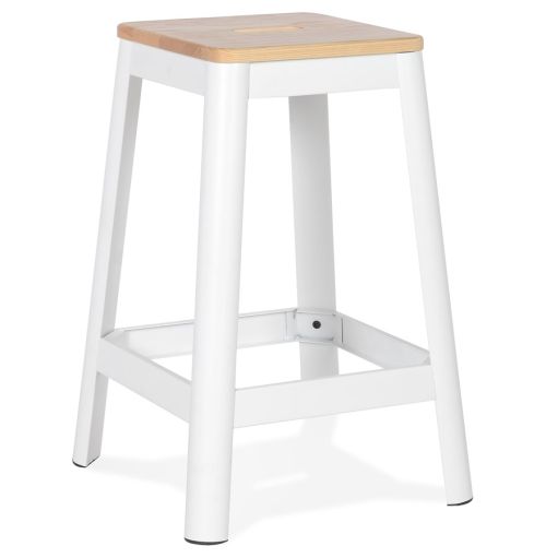 Tabouret snack mi-hauteur 'LIDYA MINI' blanc style industriel