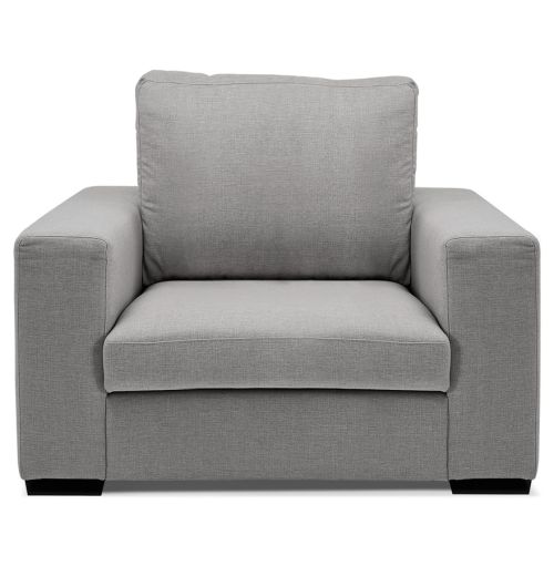 Fauteuil de salon 1 place 'LUCA MINI' en tissu gris clair