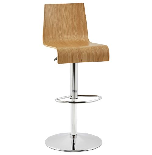 Tabouret de bar réglable 'MAGMA' en bois finition naturelle