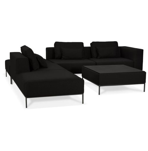 Canapé modulable 'NANY ANGLE' en tissu noir (angle à gauche)