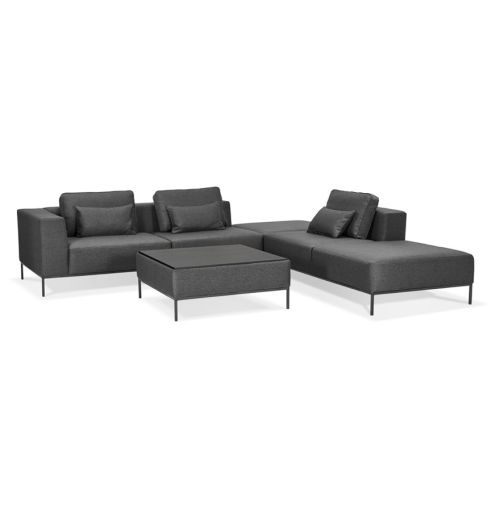 Canapé modulable 'NANY ANGLE' en tissu gris foncé (angle à droite)