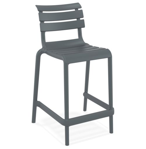 Tabouret snack mi-hauteur 'NOBU MINI' gris foncé en matière plastique