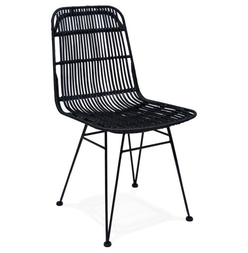 Chaise design 'PANAMA' en rotin noir