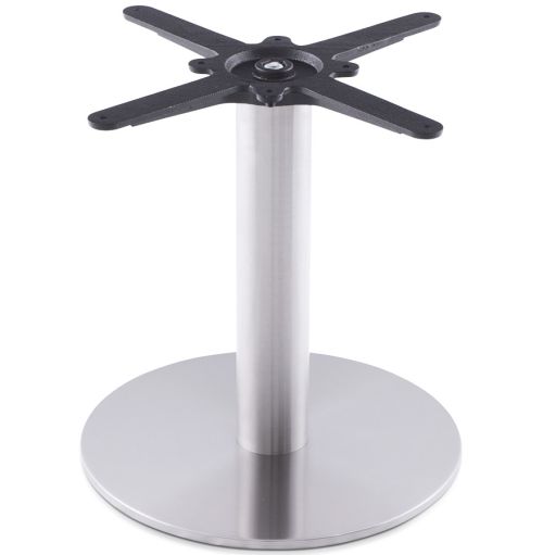 Pied de table 'PLATO' 45 en acier brossé avec base ronde