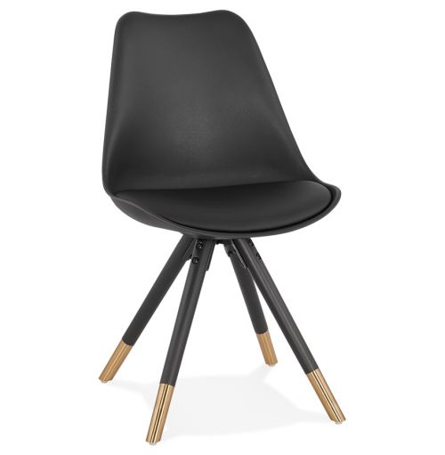 Chaise noire 'RADIO' avec pieds design finition dorée