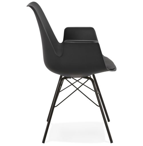 Chaise avec accoudoirs 'SALY' noire style industriel