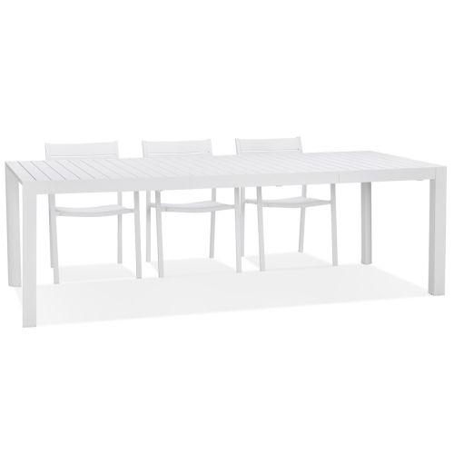 Table de jardin extensible 'SAMUI' en aluminium blanc mat - 180(240)x100 cm
