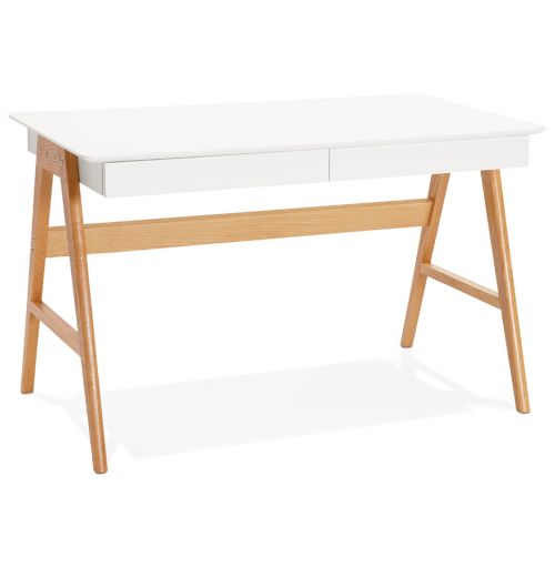 Bureau droit design 'SIROKO' blanc style scandinave - 120x70 cm
