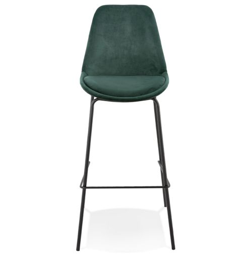 Tabouret de bar 'SPARK' en velours vert et pieds en métal noir