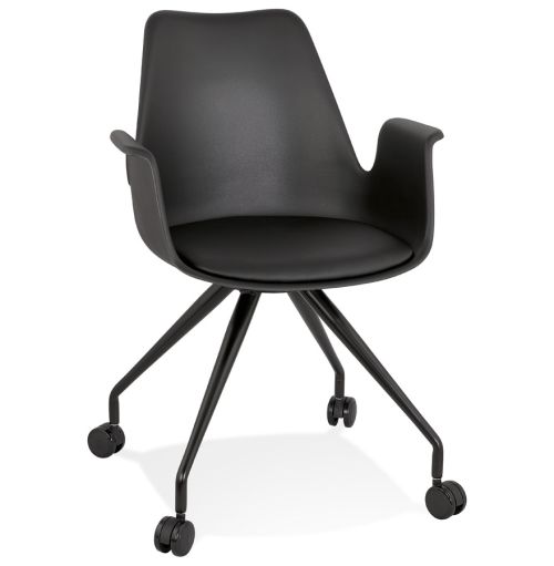 Chaise de bureau avec accoudoirs 'SPLIT' noire sur roulettes