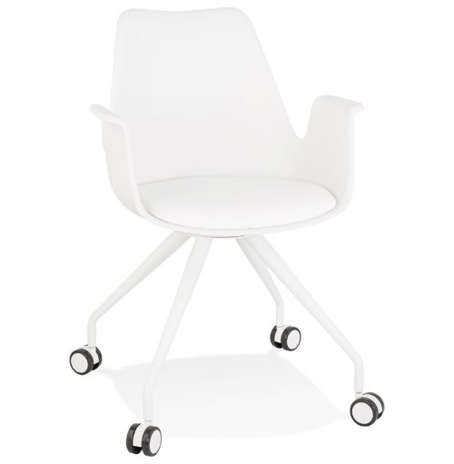 Chaise de bureau avec accoudoirs 'SPLIT' blanche sur roulettes