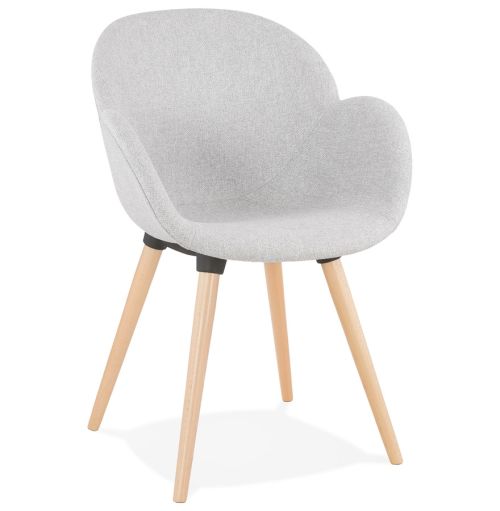Chaise design scandinave 'TAPIOCA' en tissu gris clair