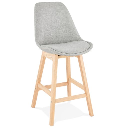 Tabouret snack mi-hauteur 'TERESA MINI' style scandinave en tissu gris