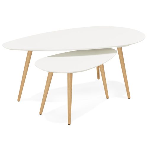 Tables gigognes design 'TETRYS' blanches