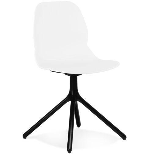 Chaise design 'TUCANA' blanche avec pieds en métal noir