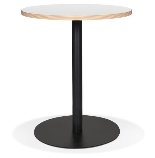 Petite table bistrot ronde 'YOGI' blanche avec un pied en métal noir - Ø 60 cm