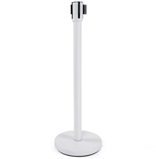 Potelet 'ZIP' blanc à sangle pour files d'attente