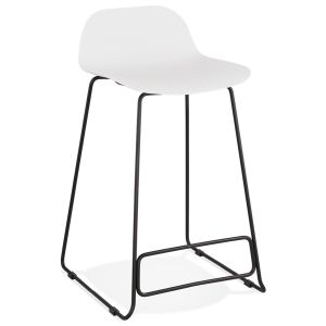 Tabouret snack mi-hauteur 'BABYLOS MINI' blanc avec pieds en métal noir