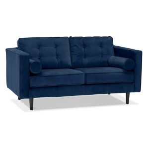 Canapé droit design 'DELYA' en velours bleu foncé - Canapé 2 places