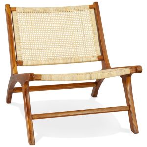 Fauteuil lounge 'FIGARO' en bois de Teck et rotin naturel