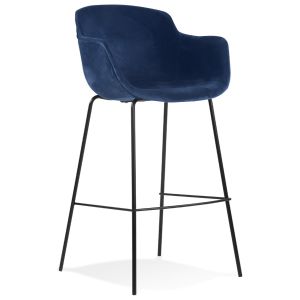 Tabouret de bar avec accoudoirs 'LARISSA' en velours bleu