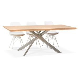 Table à manger 'WALABY' en bois finition naturelle avec pied central en métal - 200x100 cm